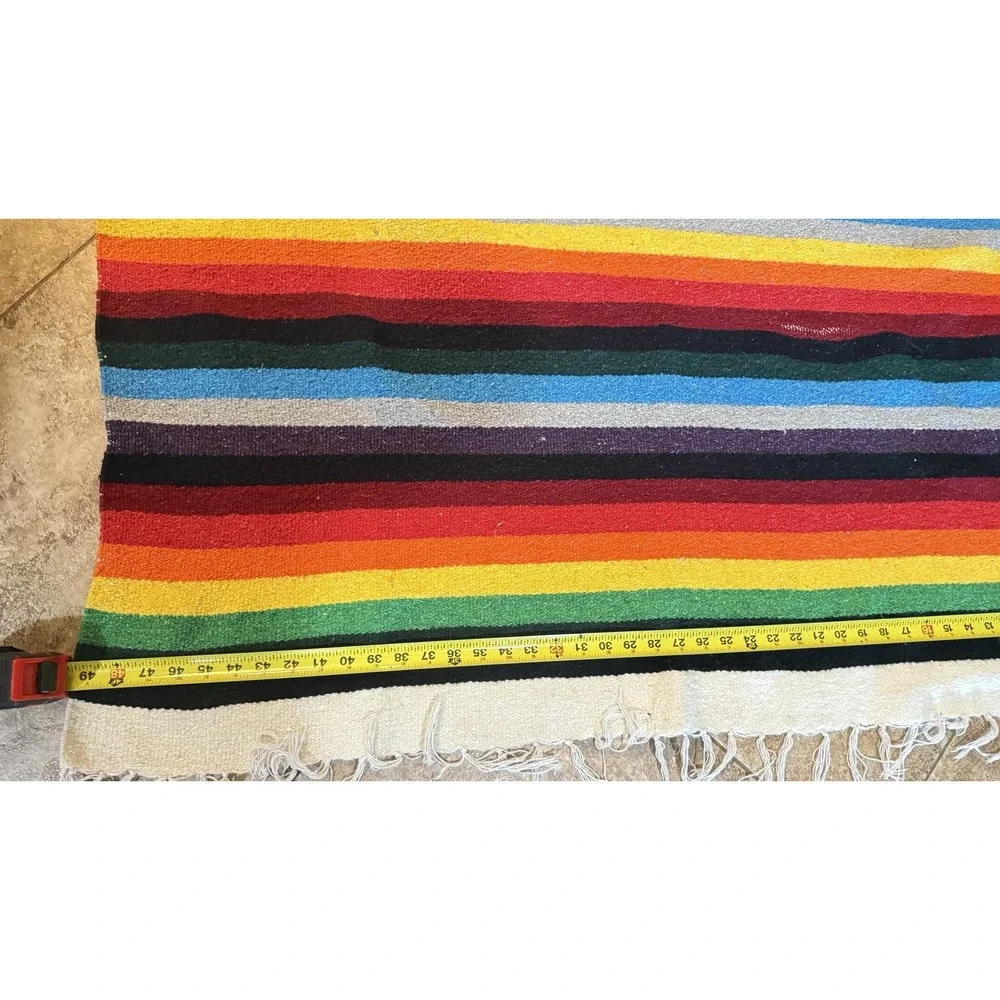 El Paso Saddleblanket Rainbow Serape Woven Blanket 80x49 Southwestern Aztec‎
